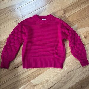 Women's Pink Elodie cable knit sweater XS, box weave sleeve detail